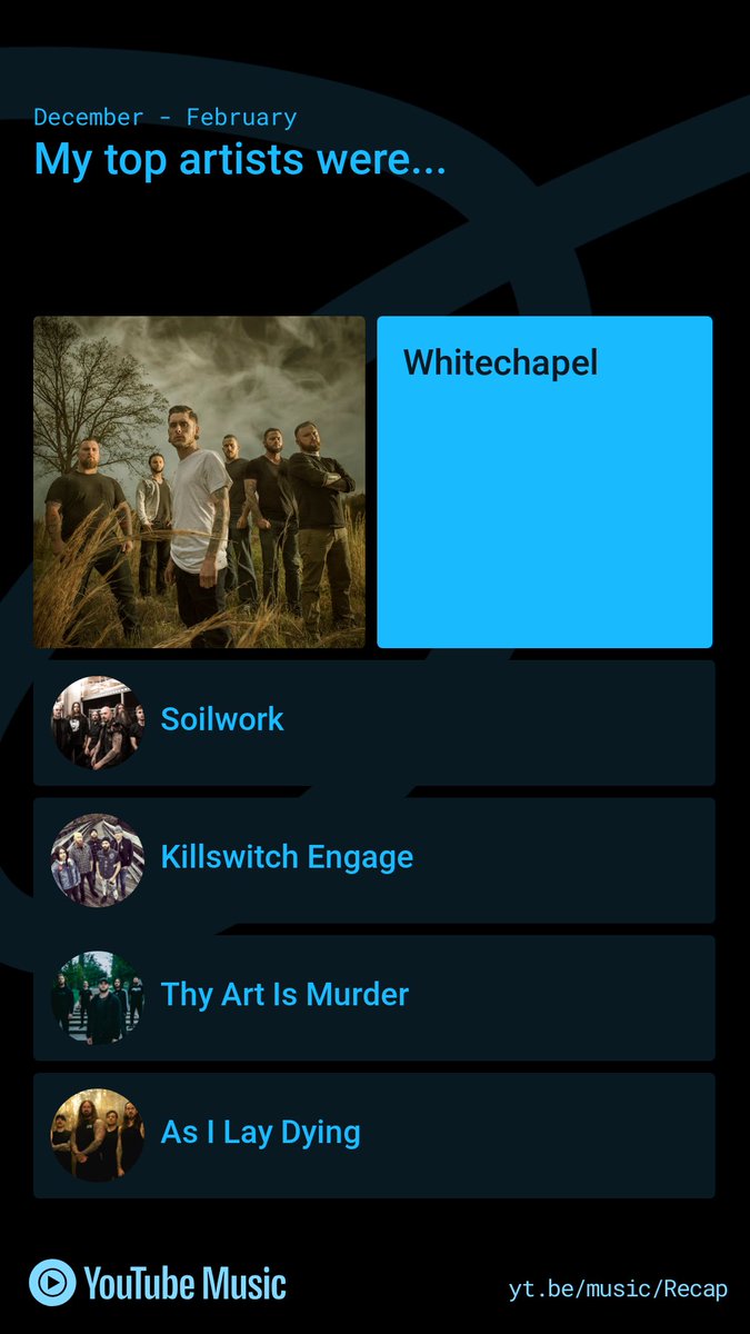 Check out my #YouTubeMusicRecap! Explore yours at yt.be/music/Recap ⁦@WhitechapelBand⁩ ⁦@Soilwork⁩ ⁦@ASILAYDYINGBAND⁩ ⁦@thyartismurder⁩ ⁦@kseofficial⁩