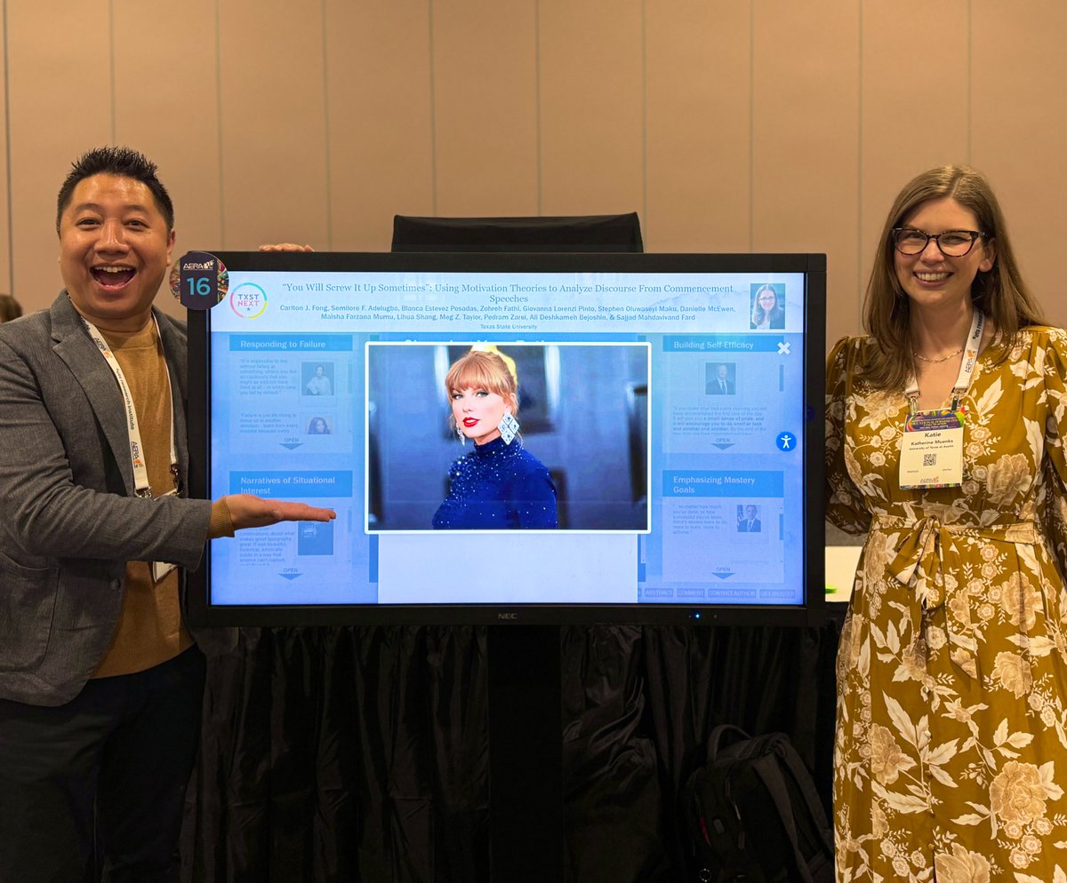 In this modern era of pop culture progression, we pulled off a successful poster session (in true #Swiftie spirits) at the #AERA2024 sharing our discourse analysis on celebrity commencement speeches within U.S. colleges—themed around motivational theories in academic context with…