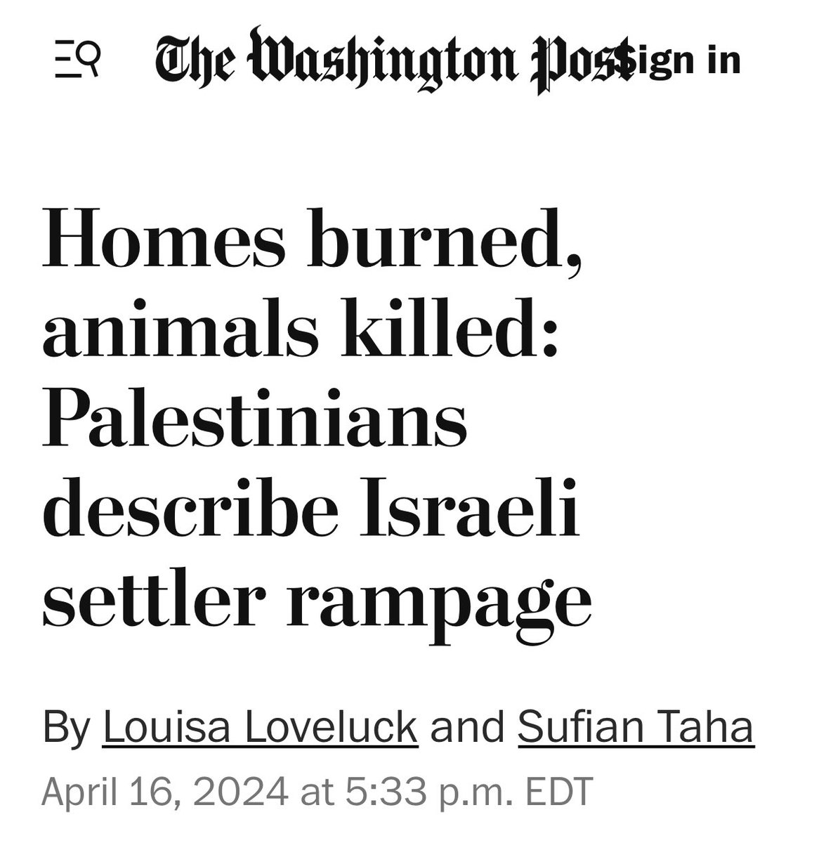 Is it hard to say “Israeli settlers burned Palestinian homes and killed their animals”?
