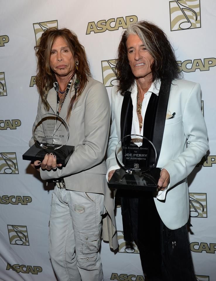 Today in Rock History April 17, 2013 Aerosmith’s Steven Tyler and Joe Perry receive the ASCAP Founders Award during the 30th annual Pop Music Awards (presented by the performance rights organization) at the Loews Hollywood Hotel. “To be recognized by ASCAP with the Founders…