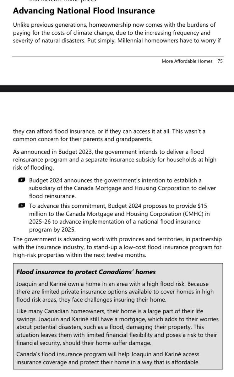 A Canadian version of the National Flood Insurance Program announced in the 2024 🇨🇦 budget. A subsidiary of the Canada Mortgage and Housing Corporation. I’m curious about its funding (liabilities) if the premia are below the actuarially fair premium: reinsurance, treasuries, NFIP