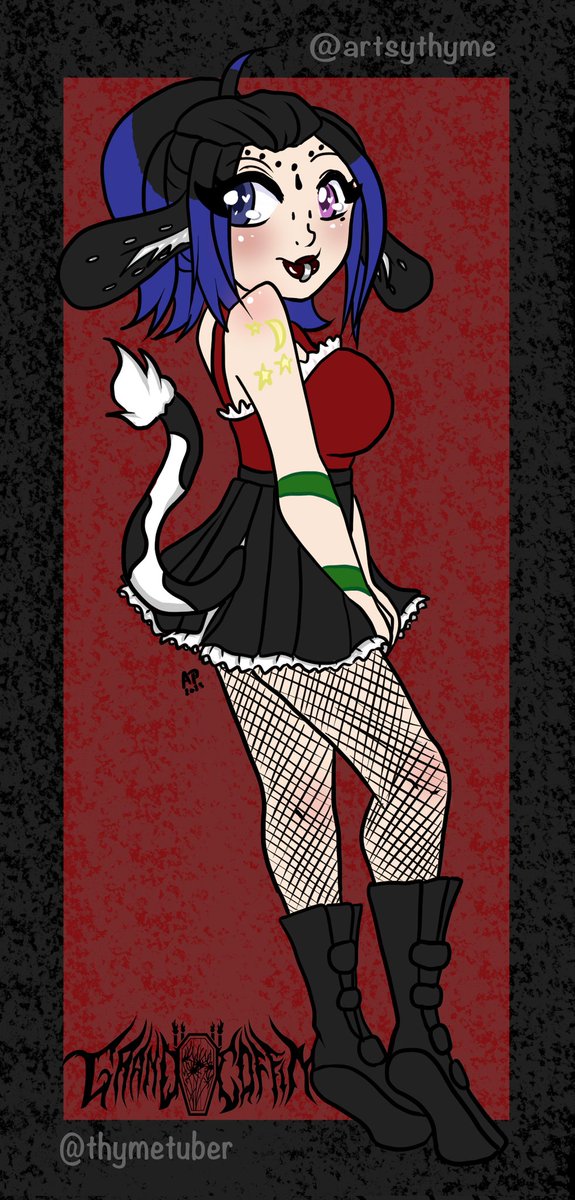 OC share!
1. Post you fave oc (or oc that you are obsessed with)
2. Tell a fun fact about them

Thyme has multiple AU versions, including one where she's an elf instead of a cow-girl.

#artmoots should do this! 😊