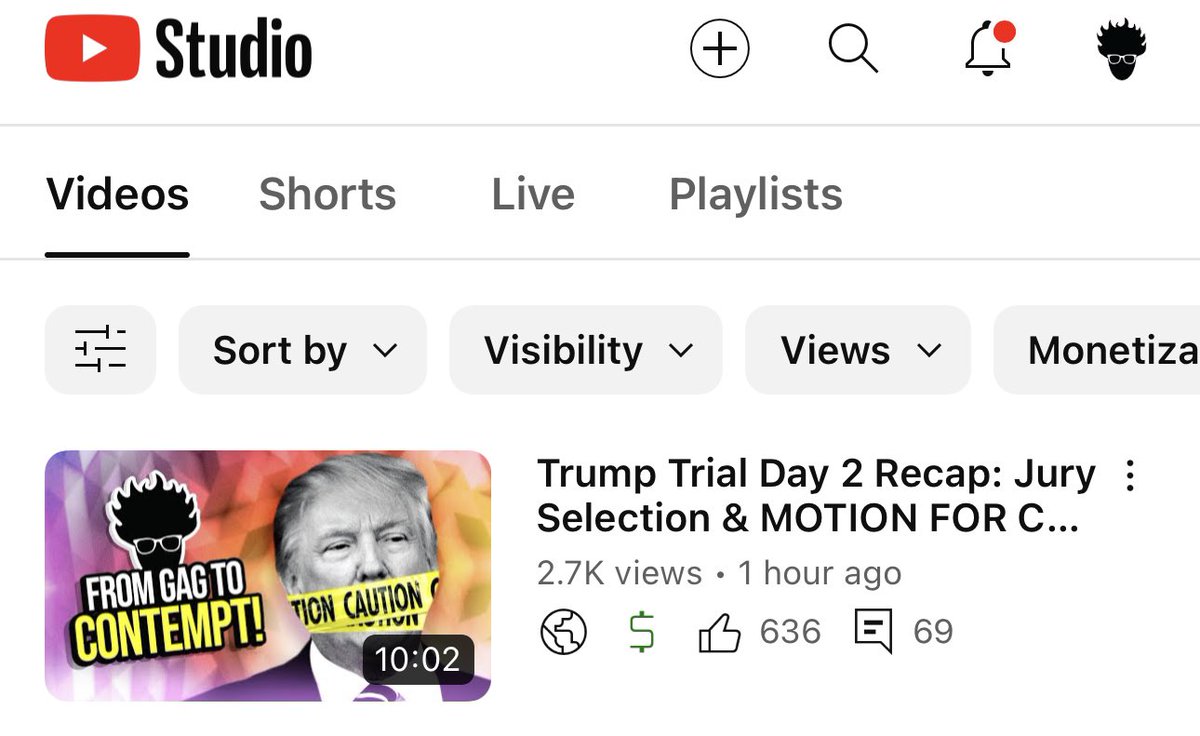 603,000 subscribers.

25% thumbs up rate.

2.7 thousand views after 1 hour.

This is pure algorithmic censorship.

YouTube does not want anybody except “good media” understanding the Trump trial.

What a load of crap @TeamYouTube