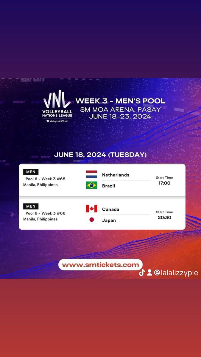 lapmonte's tweet photo. @mushroomzuru For sale: 3 VNL Tickets Available. 
Date: June 18, 2024. Seat: Lower Box 214 Row G
Game: NED VS BRA and CAN VS JAP 🇯🇵… 

. 😊. Just PM me, same price as sm tickets. No add ons. https://t.co/Hnlqql1DAg