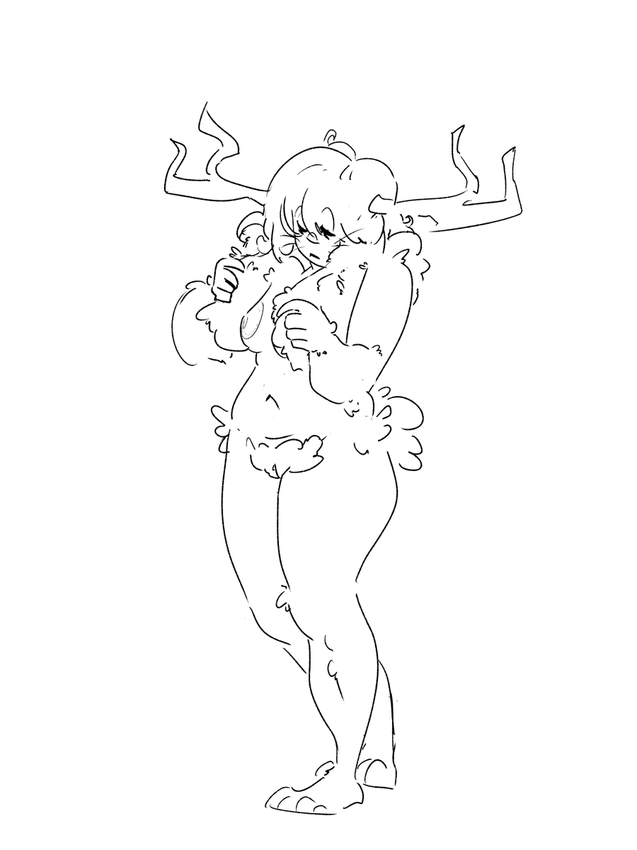 HarlotRox's tweet photo. Jackelope sketch (2020) https://t.co/lIo2XUfJn1