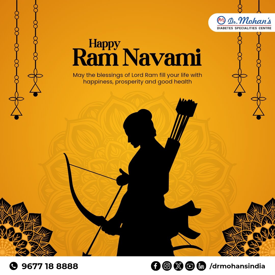 May the divine blessings of Lord Rama inspire us to lead a life filled with compassion, courage, and good health. Happy Ram Navami to all! 🙏 

#RamNavami #DivineBlessings #DrMohansDiabetes