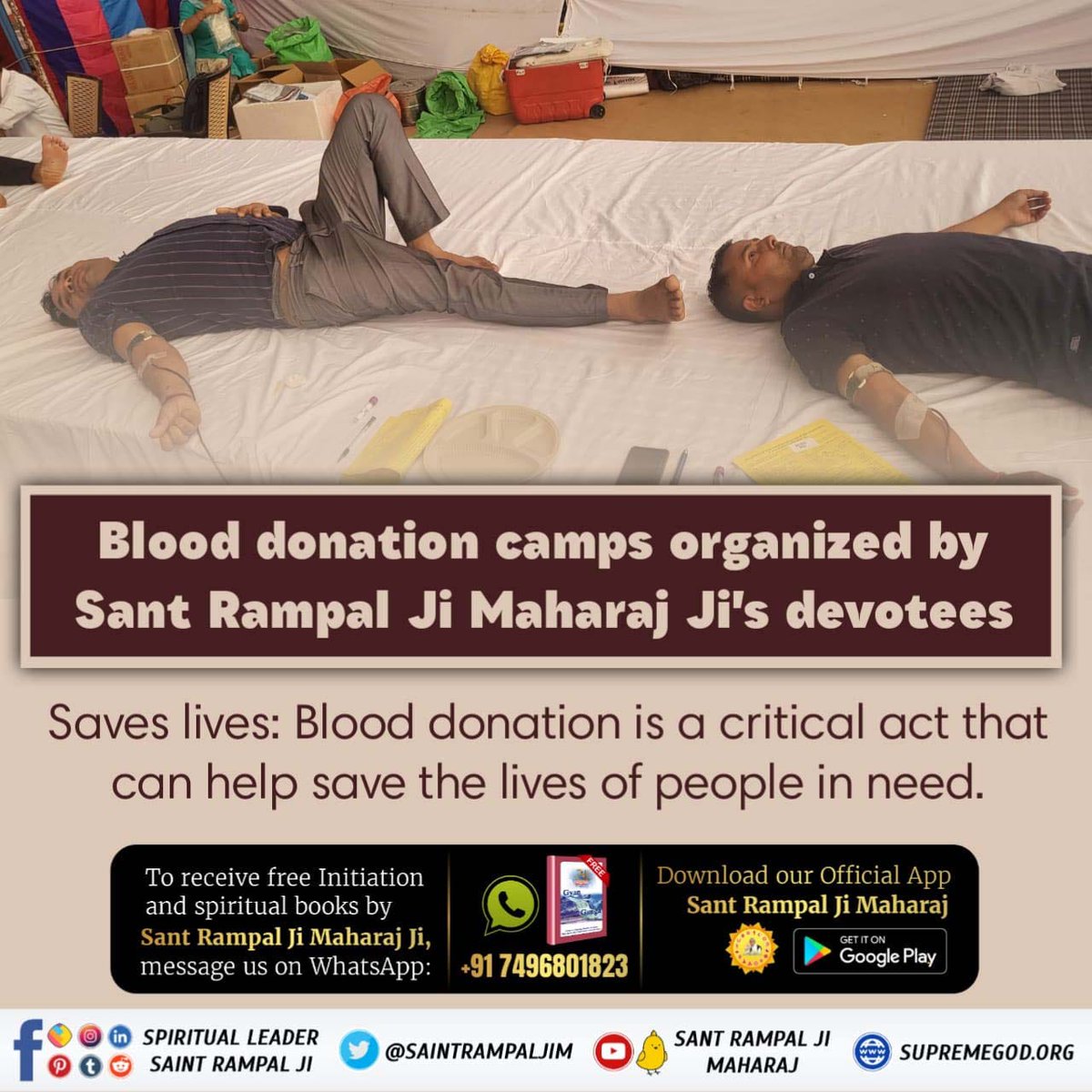 Blood donation camps organized by Sant Rampal Ji Maharaj Ji's devotees
✨✨✨
Saves lives: Blood donation is a critical act that can help save the lives of people in need.
#GodMorningWednesday
#SaveLives_DonateBlood