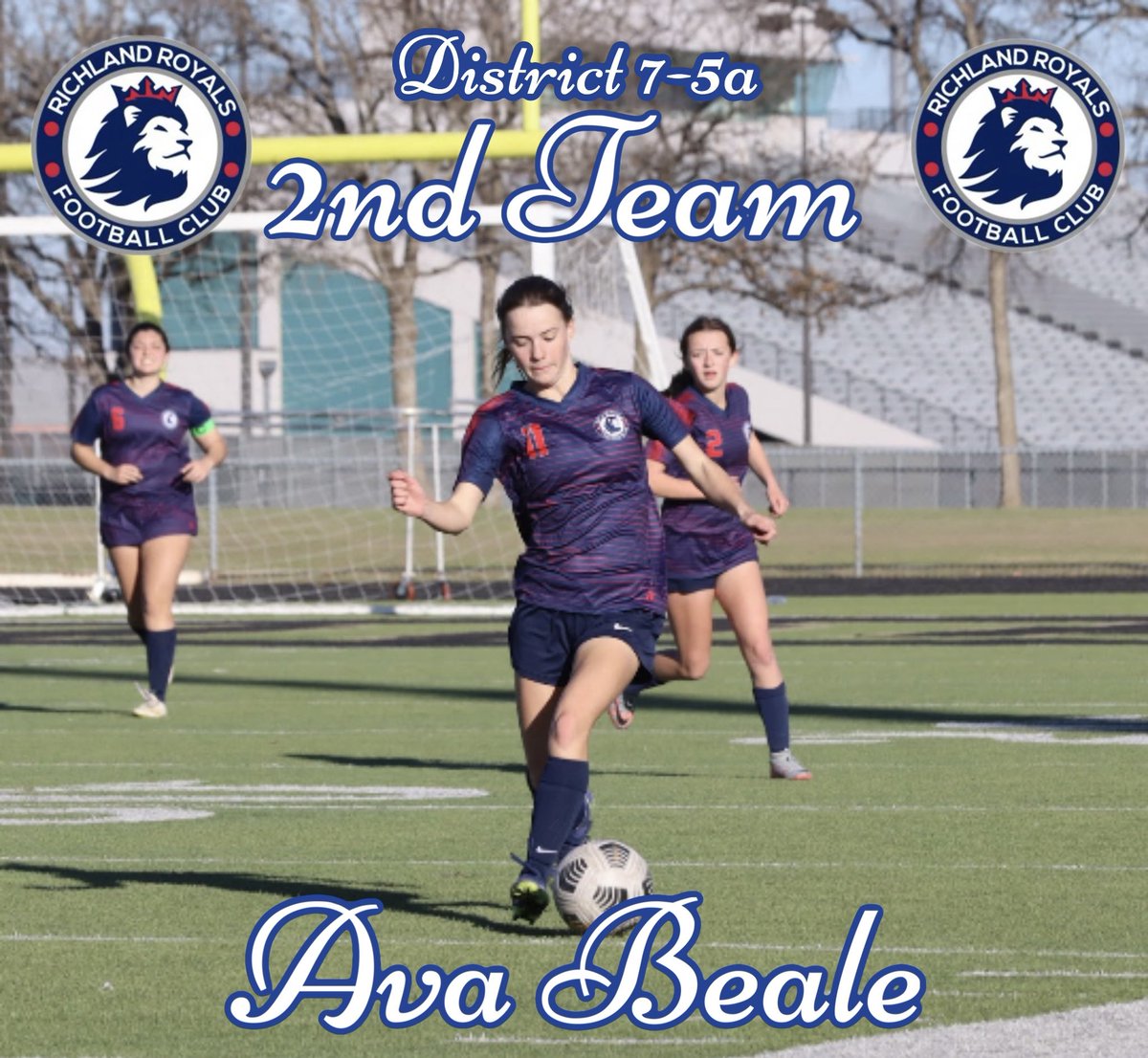 Congratulations to Ava Beale for earning 2024 District 7-5A 2nd Team All-District. YNWA  @Gosset41 @dfwvarsity @LethalSoccer @DFW_Girls_HS_VS @tascosoccer @Richlandhigh @RoyalsSoccerRHS @BirdvilleISD