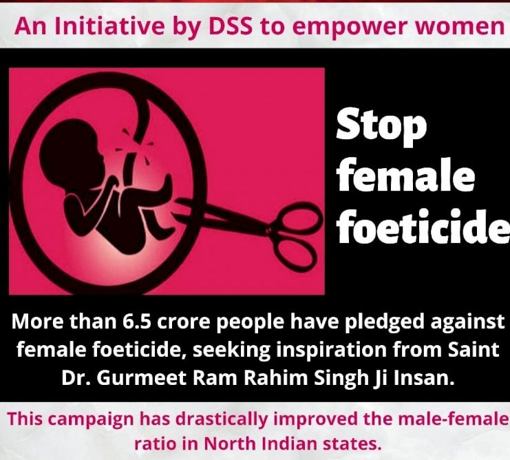 Dera Sacha Sauda stepped up to stop female foeticide under the leadership of Saint Dr MSG Insan! In HIS holy Satsang, HE urges people not to kill daughters in the womb and to give them equal rights! #बेटा_बेटी_एक_समान