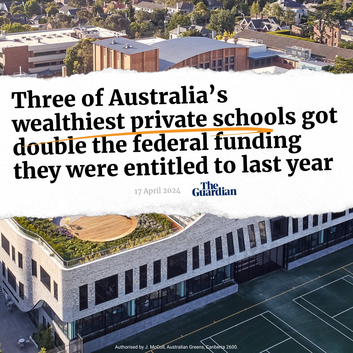 It makes zero sense that, more than a decade since Gonski, fee-charging private schools - some of which enjoy obscene levels of privilege - are funded to excess while public schools still get less than the bare minimum. Pub test, sniff test – it doesn’t pass any of them.