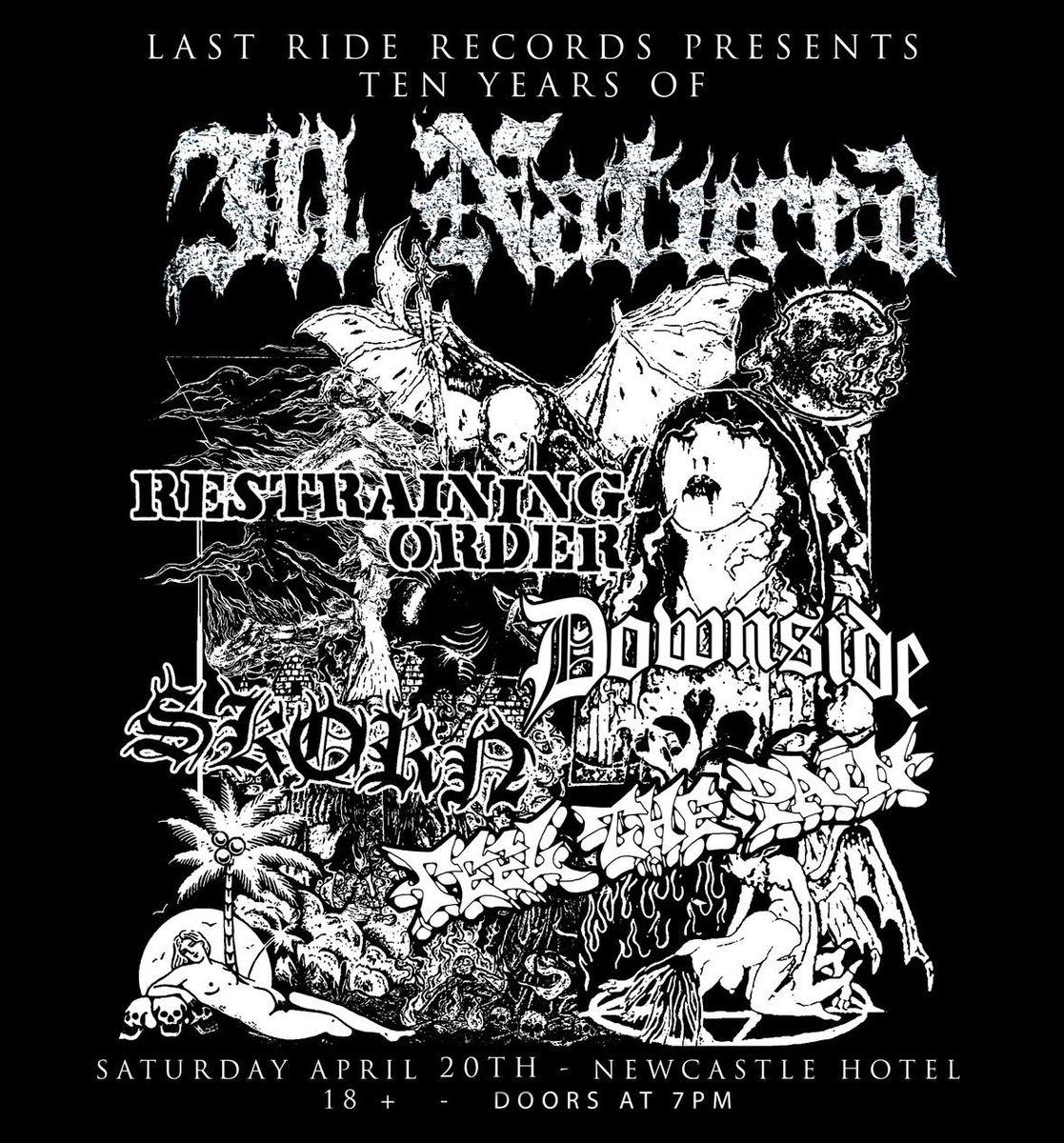 ILL NATURED (@illnaturedhc) on Twitter photo For the flyer for our 10 year show we got <a href="/thomassweetman/">thomas sweetman</a> and <a href="/Coffinsyrup69/">XOXO GOSSIP GLADZ</a> to collab on it as they've done majority of the design work for us. Blessed as they're also both sick in the head and can bring the maniac ideas to life.
Tickets at bit.ly/RO-Newy For the flyer for our 10 year show we got <a href="/thomassweetman/">thomas sweetman</a> and <a href="/Coffinsyrup69/">XOXO GOSSIP GLADZ</a> to collab on it as they've done majority of the design work for us. Blessed as they're also both sick in the head and can bring the maniac ideas to life.
Tickets at bit.ly/RO-Newy