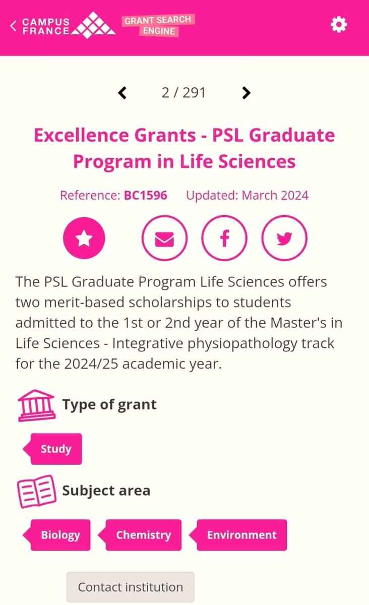 #Funded Scholarships Life Sciences #France