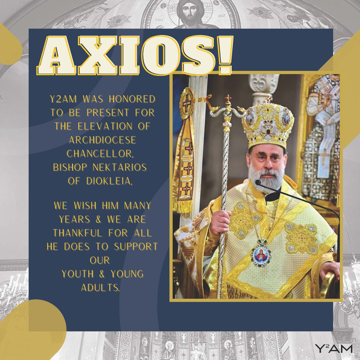 The Y2AM team was blessed and honored to be present for the elevation of the Greek Orthodox Archdiocese Chancellor, His Grace Nektarios of Diokleia, on Saturday, April 13, 2024. We wish him many years and are thankful for his continued support. AXIOS!  
📸: Orthodox Observer