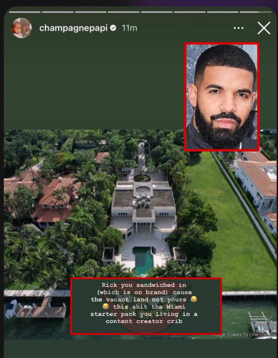 Drake clowns Rick Ross for having a small mansion calling it a “Content Creator Crib”