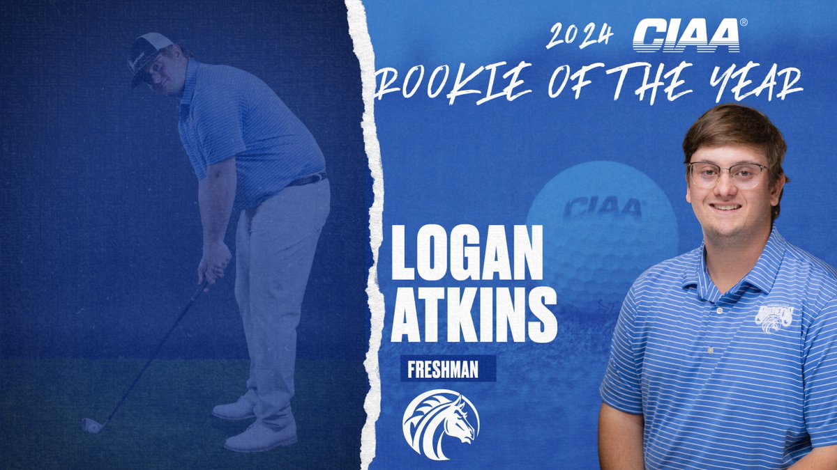 Great things are in the future for Freshman Logan Atkins, the 2024 CIAA Rookie of the Year. He scored the lowest in the CIAA tournament of all the freshmen, two-under-par 214. Bronco Pride!!🏌️‍♂️⛳️