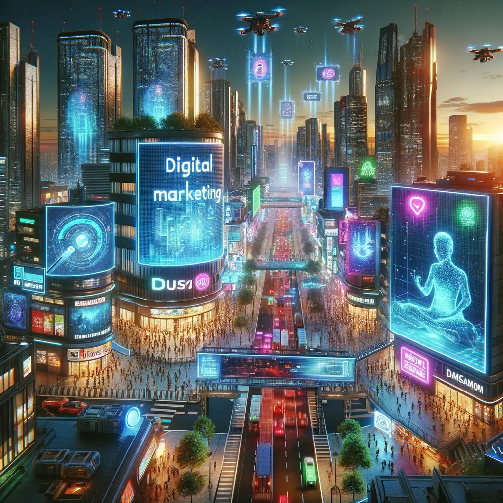 Southpowok's tweet photo. Welcome to the city that never sleeps, where 'Digital Marketing' reigns supreme! 🌃✨ Step into the future with this futuristic cityscape, where vibrant lights and bustling streets reflect the heartbeat of commerce. #DigitalMarketing #FutureCityscape #UrbanInnovation #CommerceHub https://t.co/ppAQ0XithQ