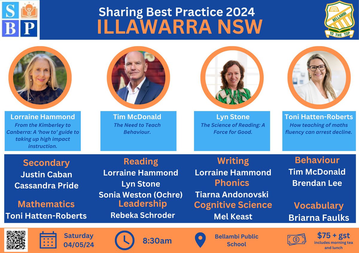 This is going to be fantastic! It’s the best $75 investment per attendee. An incredible line up including @training247au @DrLSHammond @lifelonglit Don’t miss out, grab your ticket now! #SBPIllawarra2024 @NSWEducation @RegionalSouthOD @kazzabrown295 @KathyPowzun
