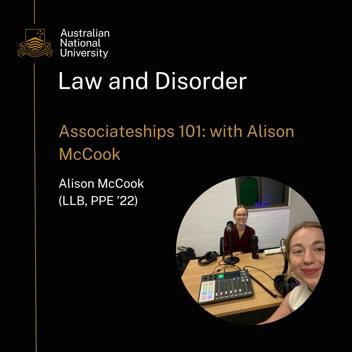 Ever wondered what an Associateship is? Alison McCook (LLB, PPE ’22) joins Audrey Mims this week to unpack what an Associateship is, what her experience as an Associate has been and she shares her advice for the application process. 🎧Listen now: anulaw.info/3vYzBf5