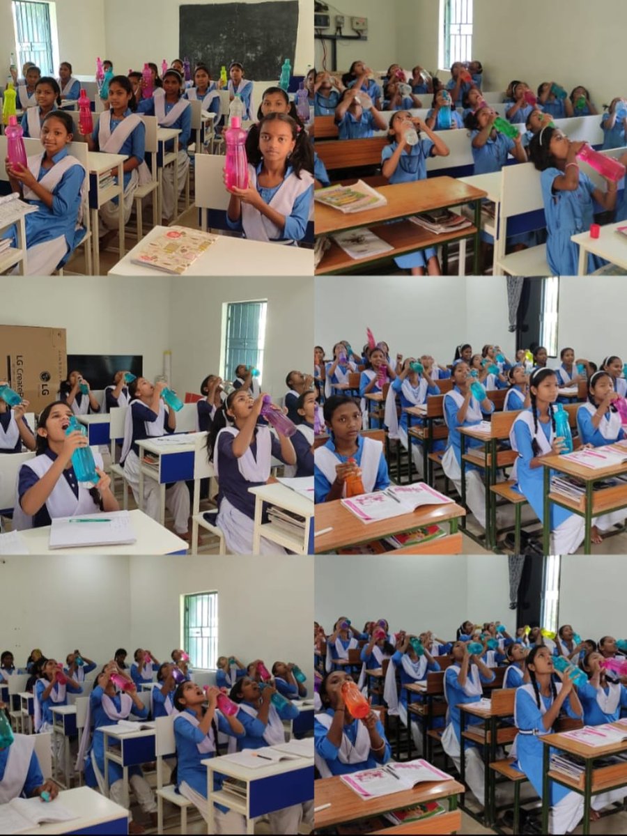 DM_Rayagada's tweet photo. Glimpses of Drink breaks across the schools of Rayagada District. #Measures are taken to prevent heat exhaustion and heatstoke during hot weather.
#heatwavemanagement
#StaySafe
@IPR_Odisha 
@SRC_Odisha https://t.co/KT5QbkyhNv