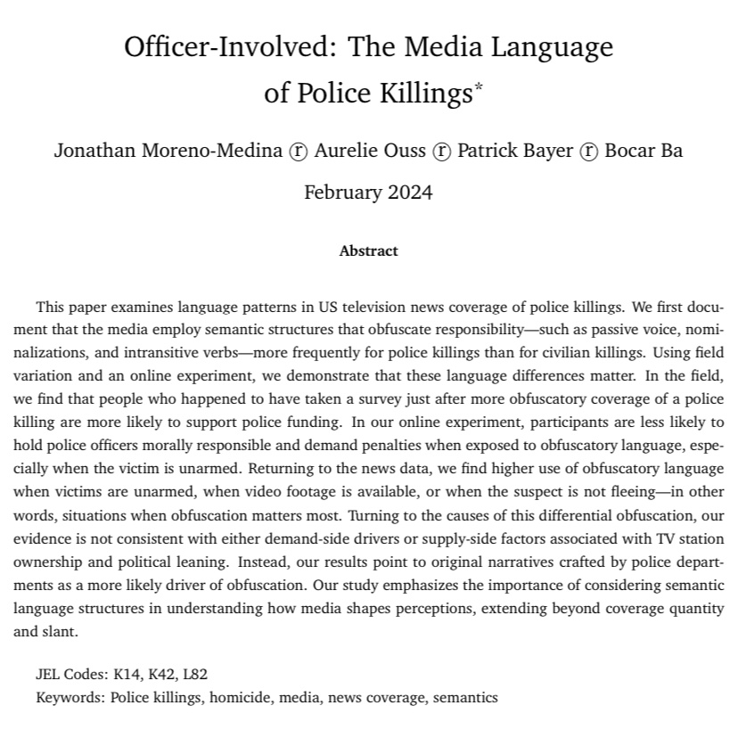 This is the latest in copaganda studies. If you were wondering if US news media’s habit of serving as scribes for police really matters, this analysis makes clear that it does. Police kill and then lie and obscure facts —> Media play along —> Police get endless funding increases