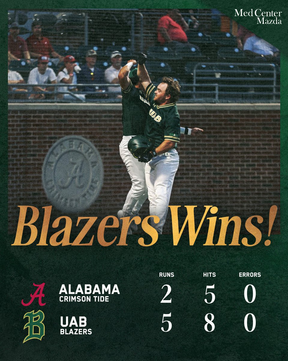 #𝟏𝟖 𝐆𝐎𝐄𝐒 𝐃𝐎𝐖𝐍 UAB allows just five hits and earns the victory!!! 🐉 beat 🐘