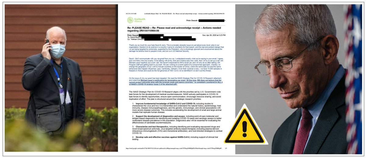 BOMBSHELL REPORT: ⚠️ Email emerges from April of 2020 from Ecohealth's Peter Daszak revealing they had '15,000' COVID-19 'samples in freezers in Wuhan'..

FAUCI LIED..