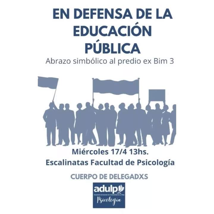fmpsicounlp's tweet photo. ¡Defendamos juntos la educación pública! 📚🤝💜 

Este miércoles 17 de abril a las 13 horas, te invitamos a un abrazo simbólico a la Facultad de Psicología, organizado por el gremio ADULP. 

Sumate en las escalinatas de la entrada principal en defensa de la educación pública. https://t.co/GlgX0QXVnQ