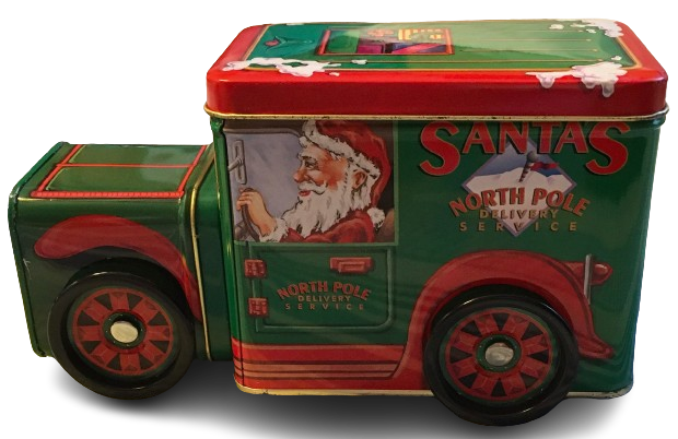 Tin Vintage Tin Box Company Design Santas North Pole Delivery Service Train Truck Collectible Gift Idea jamscraftcloset.com/products/tin-v… #HolidayDecor #Discontinued #Vintage #JAMsCraftCloset #Tin #Truck #Train #Christmas #Country #Farmhouse #GiftIdea #Gift #Collectible #TinBoxCompany