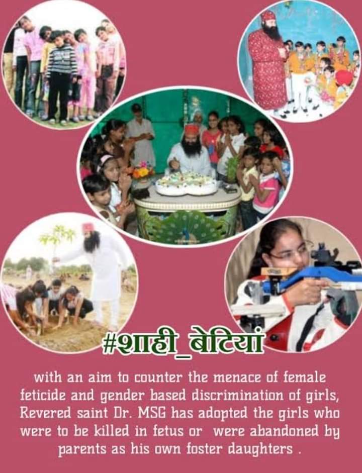To make equality in the society Dera Sacha Sauda has started many initiative for the support of girls. Saint Dr MSG Insan has adopted those girls who were to be killed by their parents. Guru ji started Kul Ka Crown initiative to support single girl parents #बेटा_बेटी_एक_समान