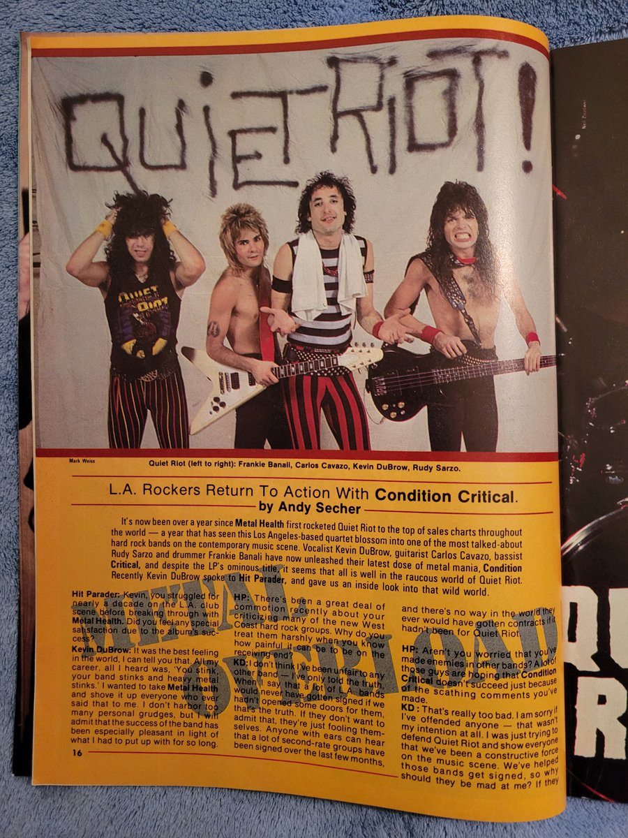 @QUIETRIOT @rudysarzo QUIET RIOT ... HIT PARADER Oct 1984 #QuietRiot #RudySarzo #metal #80s 🤘🎸🎶😎❤️