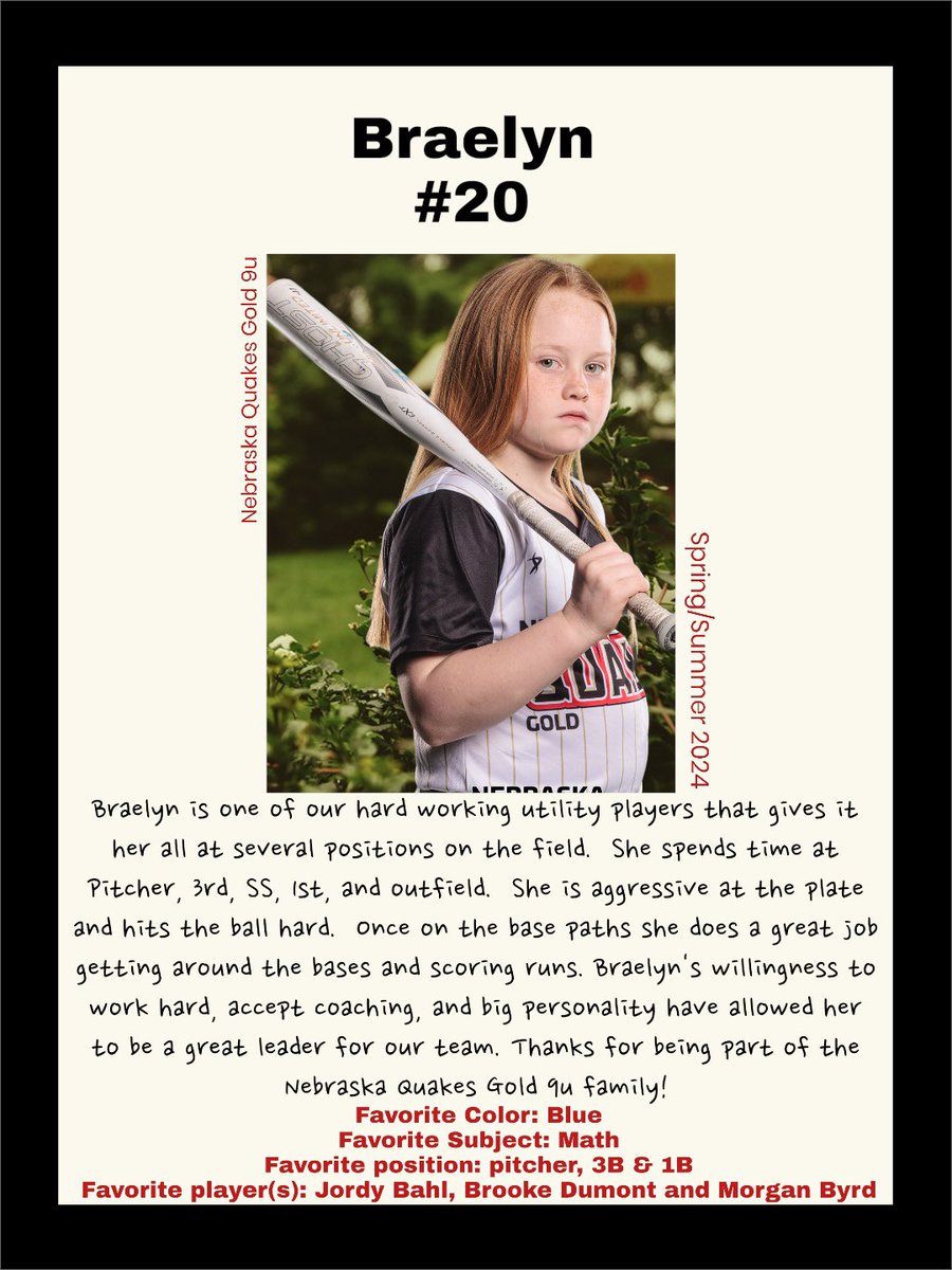 NeQuakes_Beyer's tweet photo. Player shout out for Braelyn! https://t.co/moK7yI4SdC