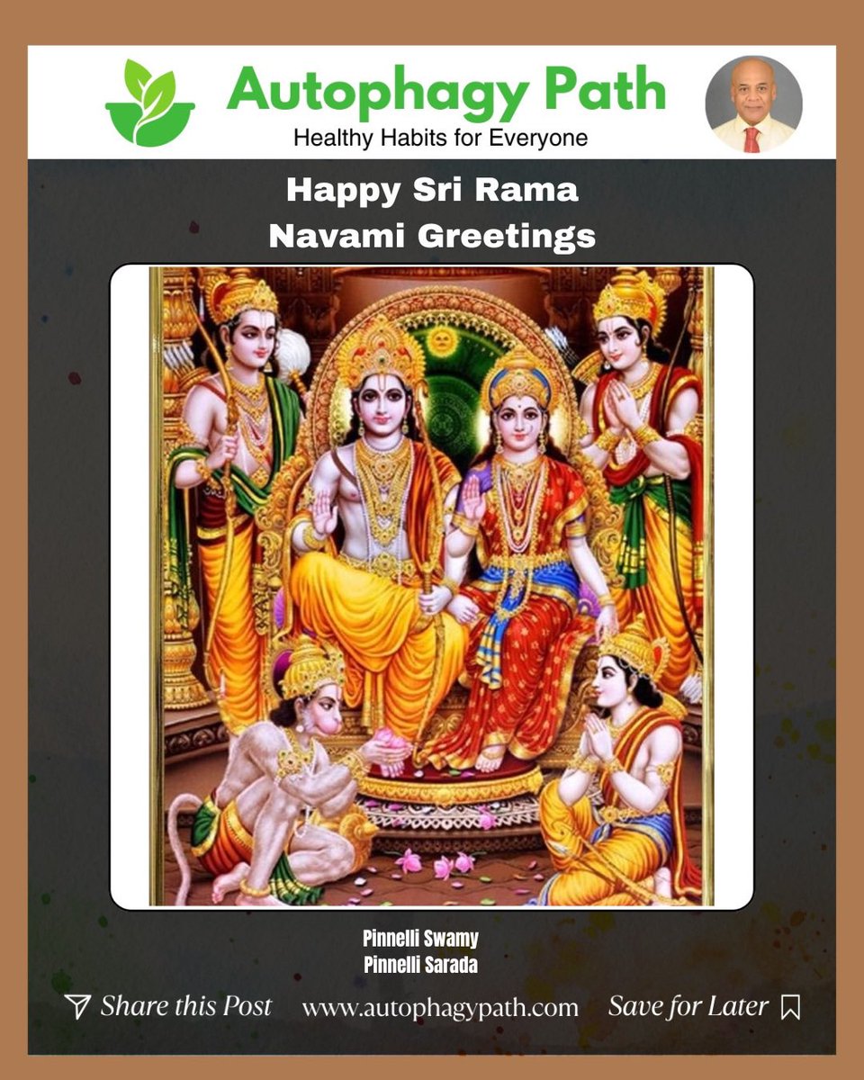 PinnelliSwamy's tweet image. May the  Almighty Lord Sri Rama bless you all with infinite prosperity, sound health, and happiness forever 

#autophagy #intermittentfast #moderateexercise #ketosis #yoga #autophagypath #pinnelliswamy #sri #rama #navami #greetings #almighty #bless #you #all #infinite #prosperity
