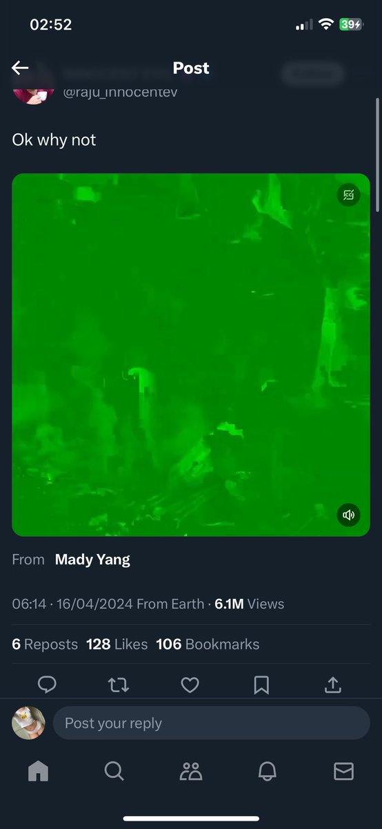 MeganMBY's tweet photo. @raju_innocentev Why can’t I ever view this video. I get this green screen whenever I see it. Can someone explain https://t.co/XaS5PbU0oP