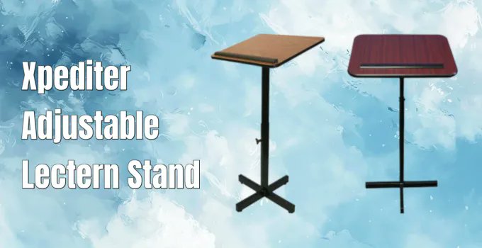 The AmpliVox Xpediter Adjustable Lectern Stand assembles in seconds without the need of tools and provides a generous angled reading table service. ampli.com/lecterns-and-p…