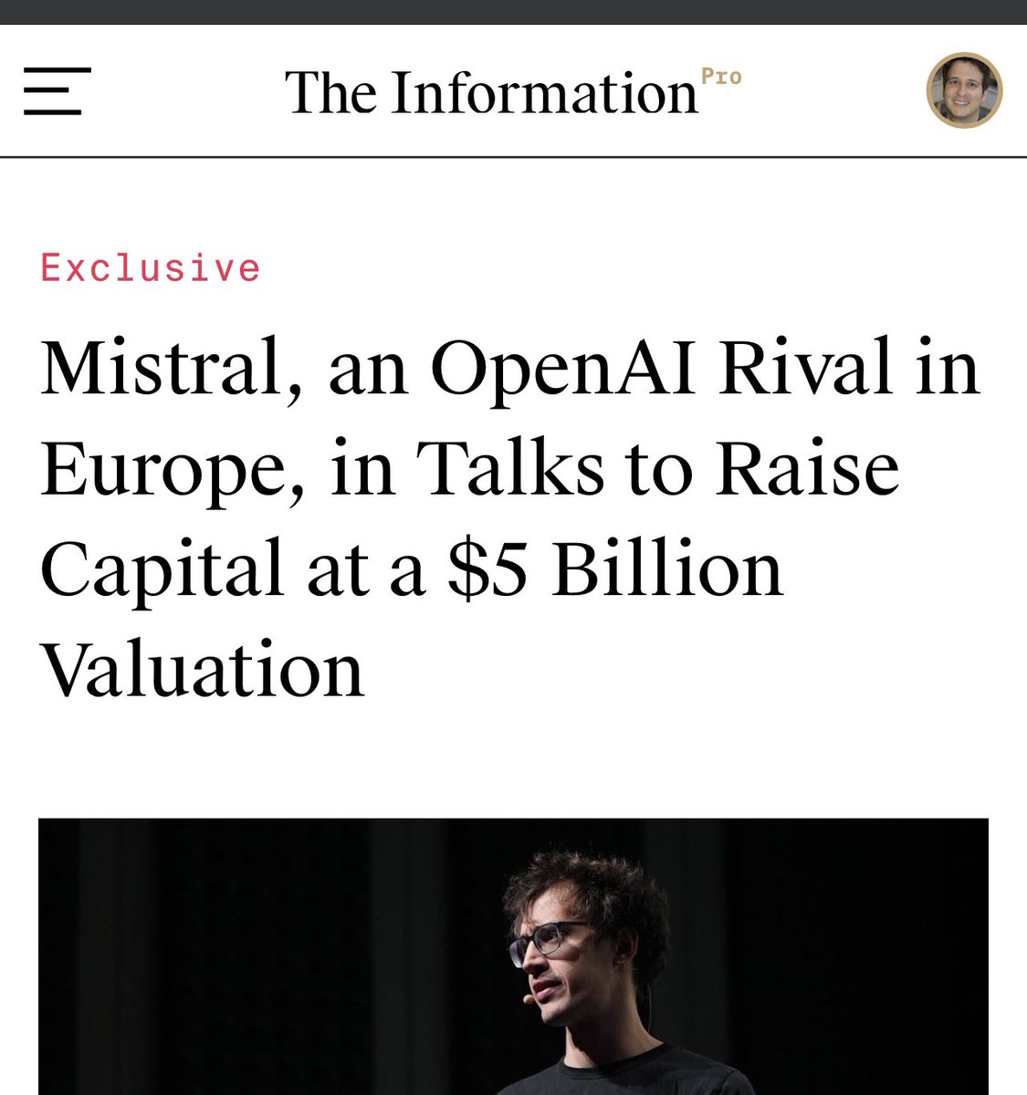 New: Mistral seeks $5B valuation just a few months after getting $2B. Funding action at the head of the LLM race continues unabated. theinformation.com/articles/mistr… by @kateclarktweets