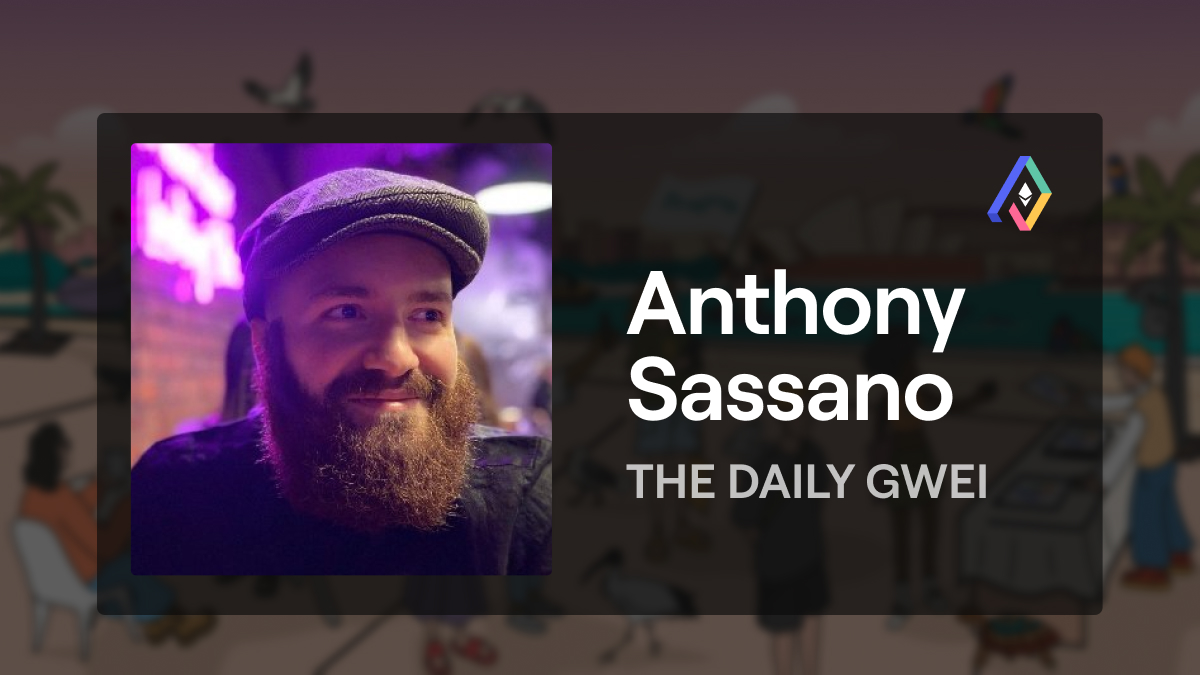 Anthony Sassano, founder of @thedailygwei, will be speaking at Pragma Sydney! Discover Anthony's exclusive insights for Ethereum builders at The View by Sydney on May 2nd 🇦🇺 🌏 Get your tickets now 🎫 ethglobal.com/events/pragma-…