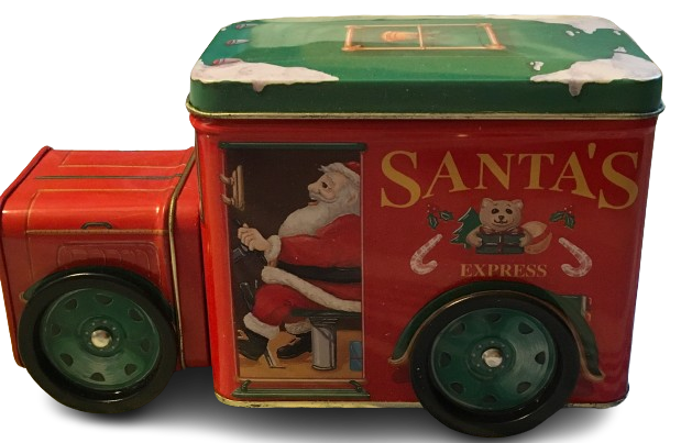 Tin Vintage Tin Box Company Design Santa's Express North Pole Delivery Truck Joy To The World Collectible Gift Idea jamscraftcloset.com/products/tin-v… HolidayDecor #Discontinued #Vintage #JAMsCraftCloset #Tin #Truck #Train #Christmas #Country #Farmhouse #GiftIdea #Collectible #TinBoxCompany