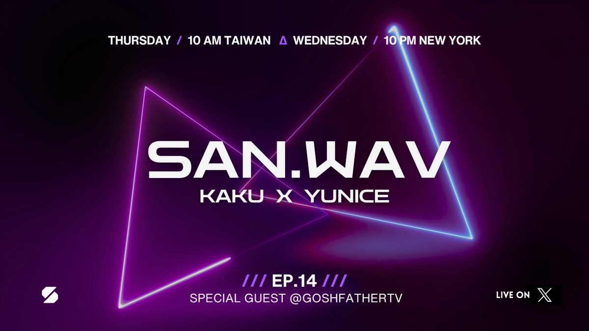 🔻 SAN.WAV /// EP.14🔻 Topic of the Week: The return of SAN.WAV with guest @GoshfatherTV Hosted by: @Kakuberry & @YUNICEMUSIC👨‍🍳👩‍🍳🔥🔥 🔊 twitter.com/i/spaces/1dRKZ…