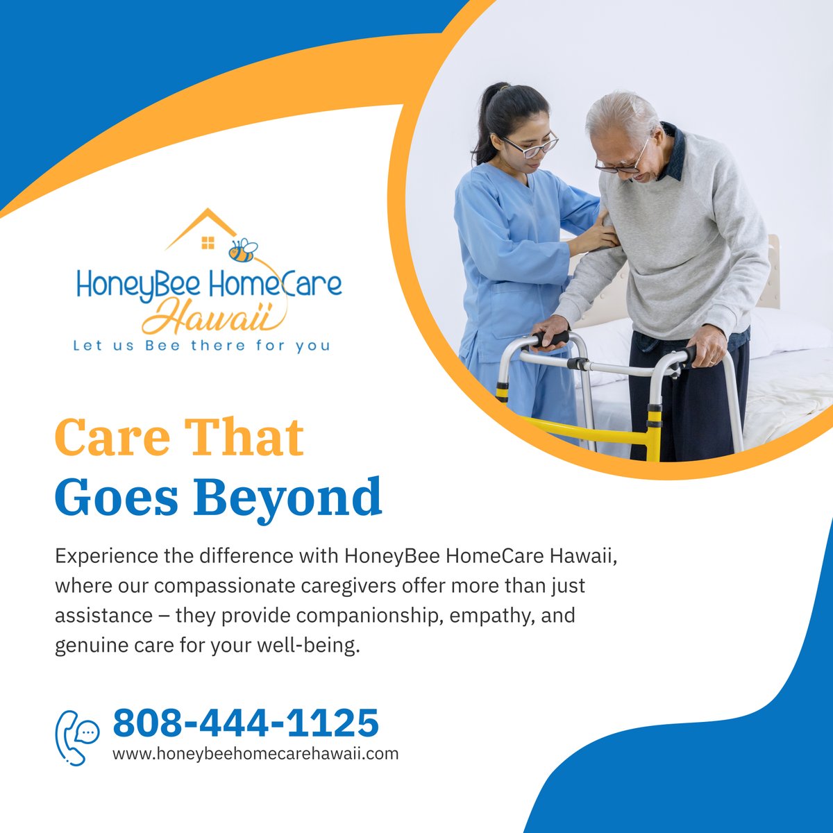 Discover the heartfelt difference of care with HoneyBee HomeCare Hawaii, where our caregivers go above and beyond to ensure your comfort and happiness at home. 

#HonoluluHI #HomeCare #CompassionateCare