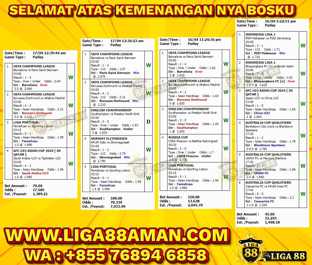 SELAMAT UNTUK MEMBER LIGA88 YANG MENDAPATKAN AWARD SEMALAM
#MIXPARLAY #bola #prediksibola #prediksiparlay #prediksibolamalamini #prediksibolahariini #parlaymalamini #parlayhariini #parlayakurat #parlayjitu #beritabola #beritabolaterbaru #beritabolaterkini