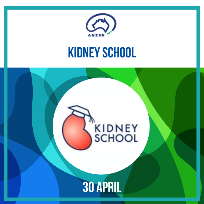 Supporting the self-learning goals of nephrology trainees, Kidney School sessions are held on the last Tuesday of the month, from 6.30pm AEST via videoconference. Sign up to the Mailing List to be sent the webinar links & watch the sessions nephrology.edu.au/#kidneyschool