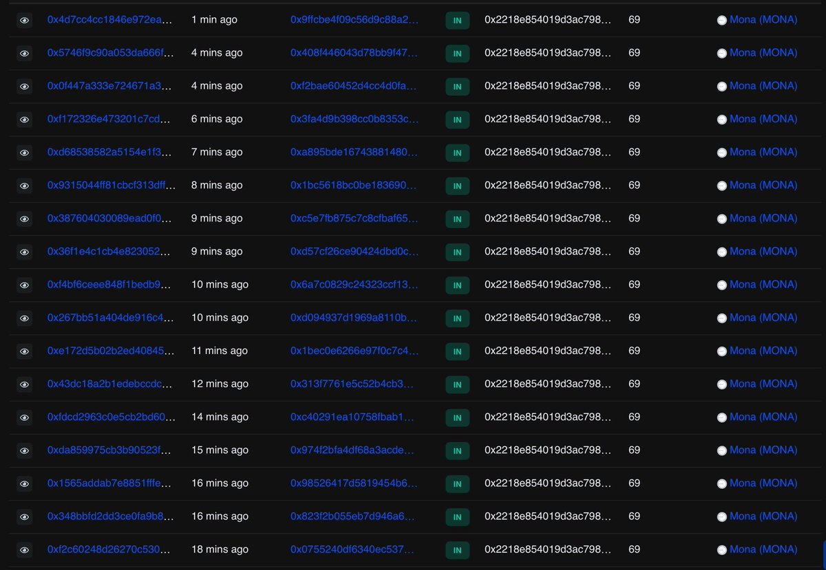 Hey <a href="/BillyM2k/">Shibetoshi Nakamoto</a> check your BASE wallet, it’s being flooded with $MONA 😼🔵

You remember #MonaCoin from back when $DOGE had just launched too, right? 

basescan.org/address/0x2218…