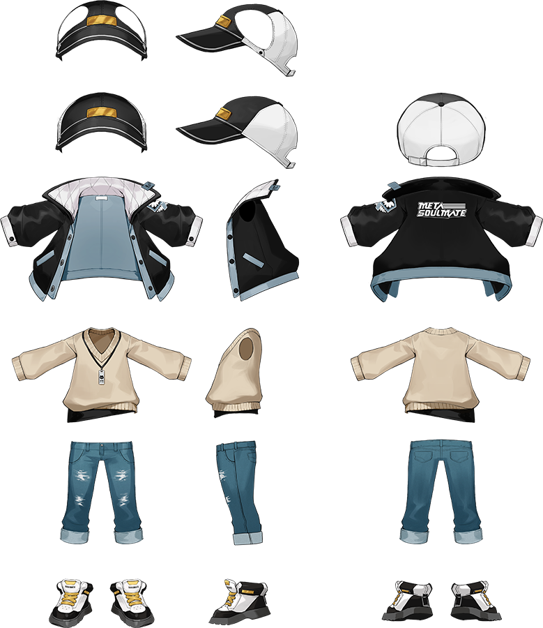 Here's the original design for the outfit parts that the new V-DNA character will wear.
🧢A huge hole in the cap?!
🐱It also looks a bit petite?! 

#MetaSoulmate #Soulmates #animation #charactercustomization #soulmate #vtuber #virtualyoutuber #UE5Study #UnrealEngine5