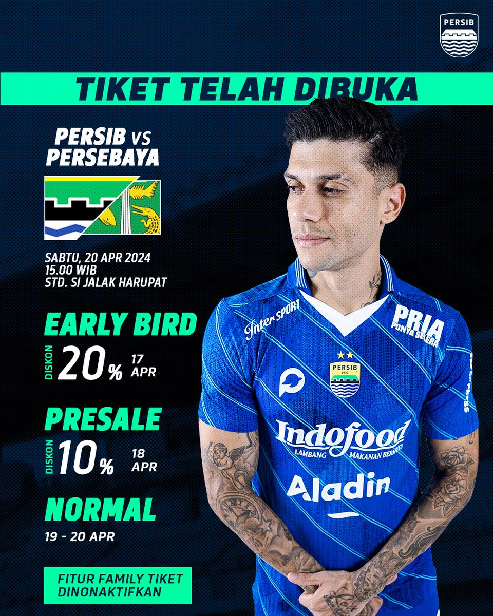 🚨Tiket Pertandingan Telah Dibuka🚨

🔵#PERSIB vs Persebaya
🗓️Sabtu, 20 April 2024
🏟️Stadion Si Jalak Harupat

Segera dapatkan tiketmu sekarang di PERSIB App📱

#WeArePERSIB