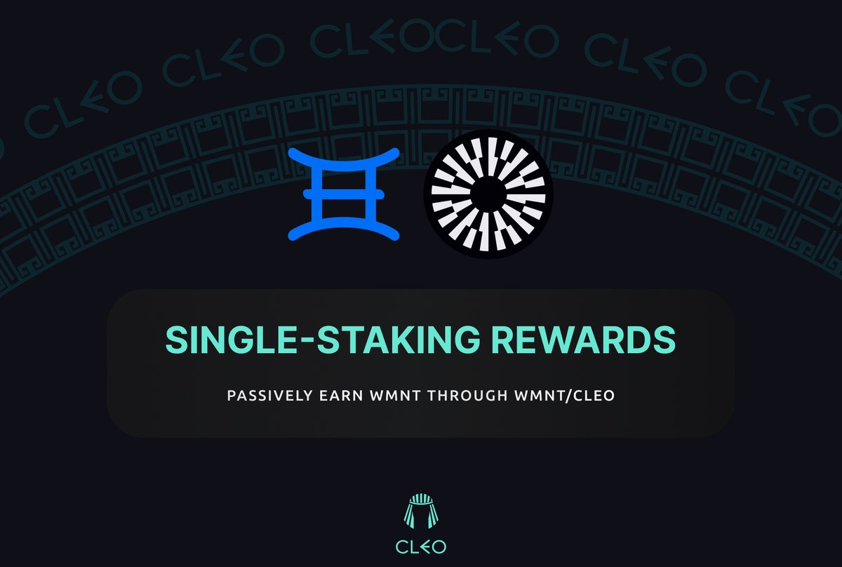 Passively earn $WMNT on single-staking. Powered by @ichifoundation. Deposit and watch the $MNT roll in. cleo.exchange/single-stake?v…