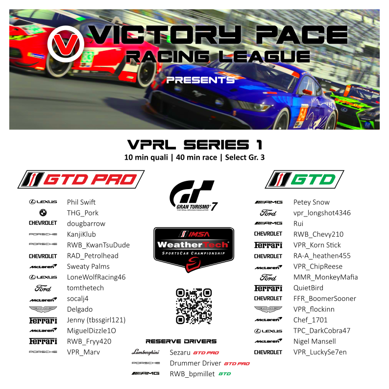 Our driver lineup for Series 1 is set and the countdown to lights out is on.

The action starts Monday night.

Who has the pace to secure victory?

#GranTurismo7