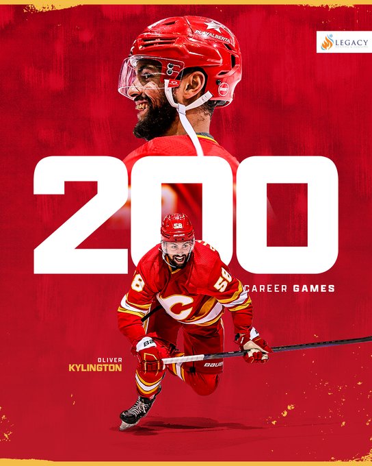 Oliver Kylington 200 career games graphic