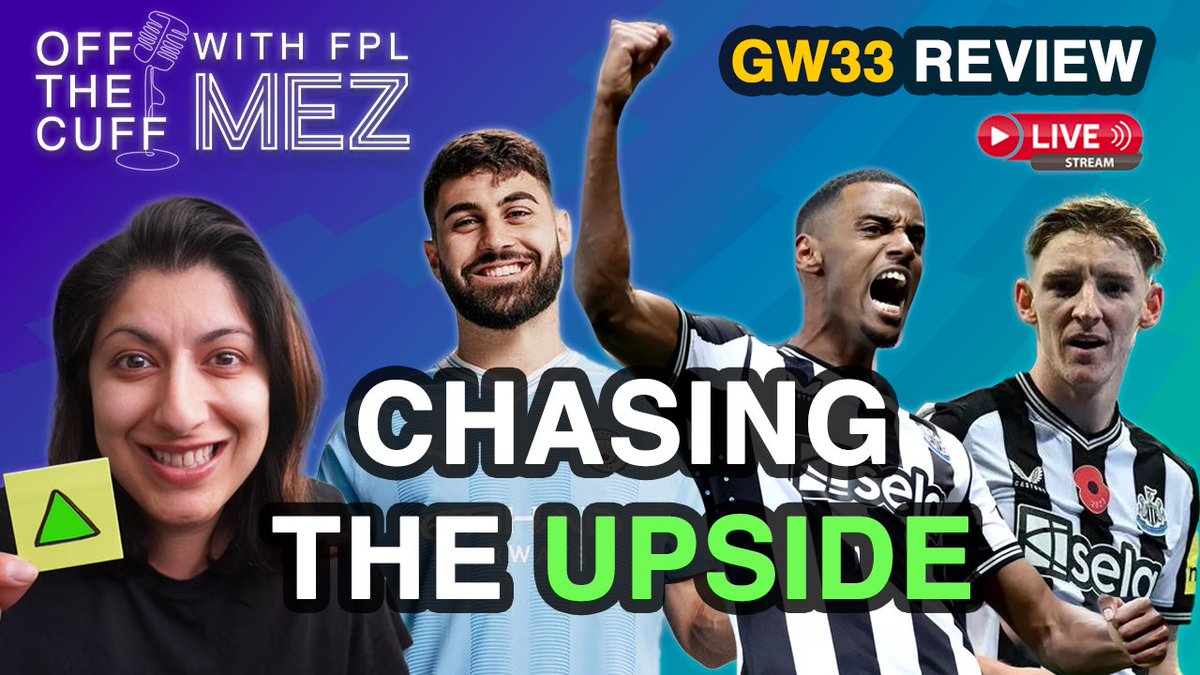 Hey folks, it’s been a while - Hope you can join me LIVE on Spaces/YouTube for an Off the Cuff ramble as I review my GW33 🚀 ⏰ WED 11:30am GMT / 8:30pm AEDT 🔔 🎙️ Spaces: twitter.com/i/spaces/1yoKM… 📽️ YouTube: youtube.com/live/QQergtoNL… See ya there 🍿 #FPL #FPLCommunity
