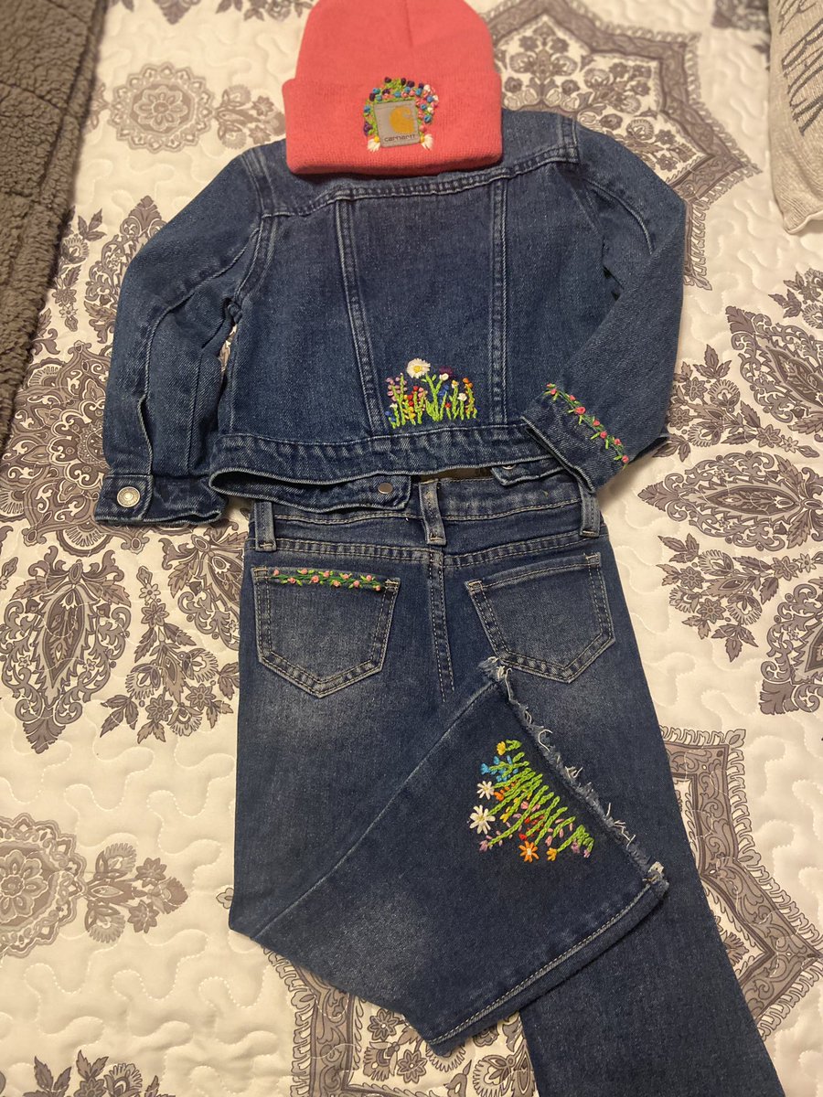 While my dad sleeps I work and now have finished embroidering on my niece Selah’s outfit. She’s going to rock this outft, coolest toddler around. #embroidery #Family #BlessedAndGrateful #TuesdayMotivaton