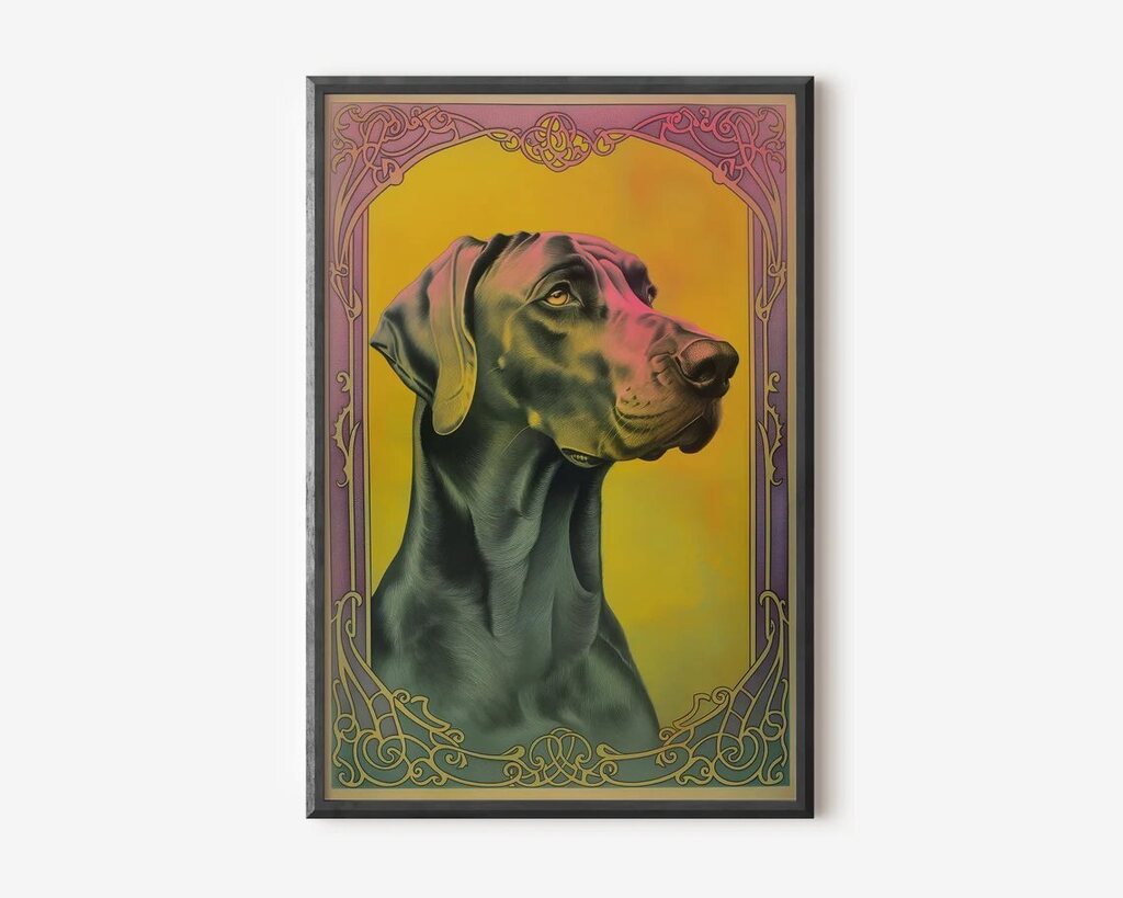 Evening elegance meets canine grace 🌆✨ Our 'Art Nouveau digital print captures the majestic aura of the gentle giant. Perfect for Dane admirers! Available now at pr0j3ct94.etsy.com 🐾 #GreatDane #EtsyArt #DogLovers #HomeDecor #PrintArt 🖼️ Link in … instagr.am/p/C52FveGLhuH/